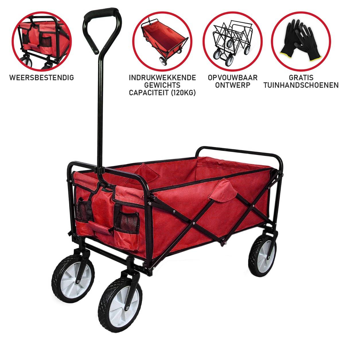 Monstershop opvouwbare bolderkar - Red
