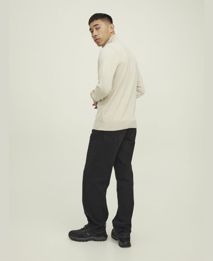 Jack & Jones JJEEMIL KNIT HALF ZIP NOOS Oatmeal/melange