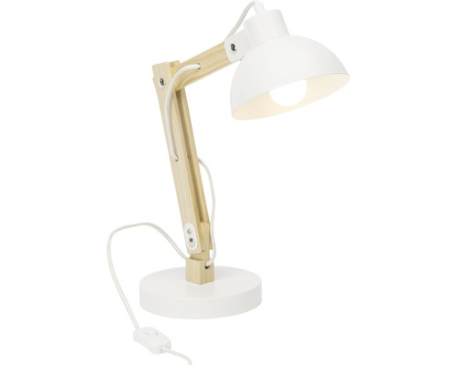 Bureaulamp, 1-lichts, H 41,5 cm, Moda, hout, naturel/wit