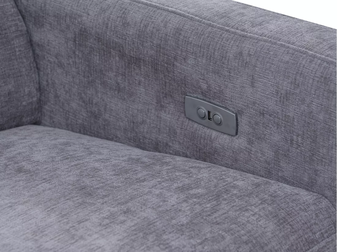 Canapé d'angle gauche relax électrique en tissu gris FUSETA