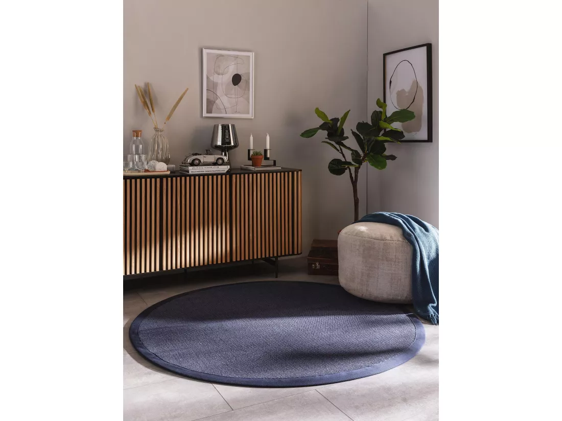 Tapis sisal Sana Bleu ø 150 cm rond