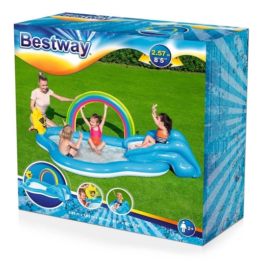 Piscina Bestway com escorregador e jatos de água