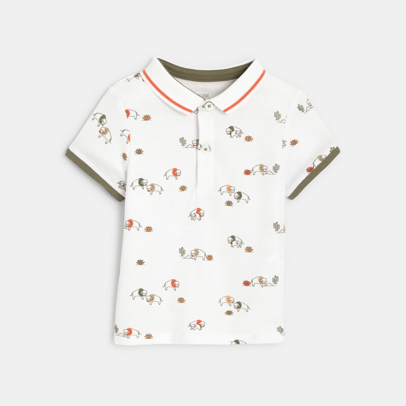 Polo maille piquée bisons blanc bébé garçon Blanc