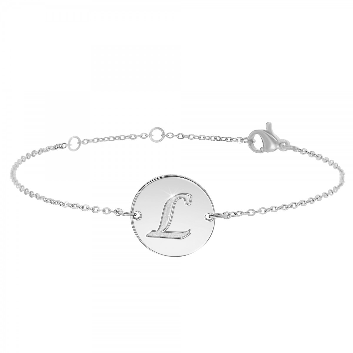Bracelet lettre L en acier inoxydable SC Crystal