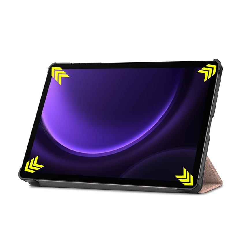 Samsung Galaxy Tab S10 FE / Tab S9 FE Flipcase Hülle Ledertasche mit Aufstellfunktion Litchi Look   S-Pen Halterung - Roségold