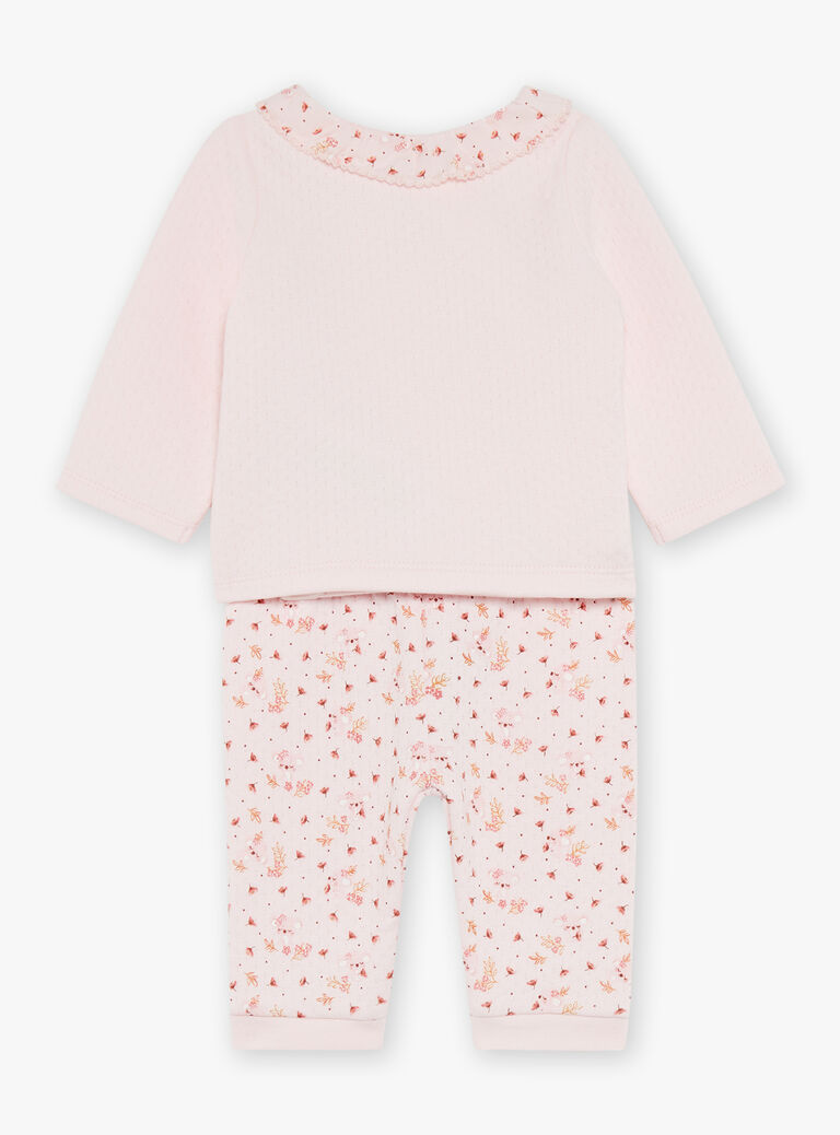 Ensemble haut et bas de pyjama en velours rose clair