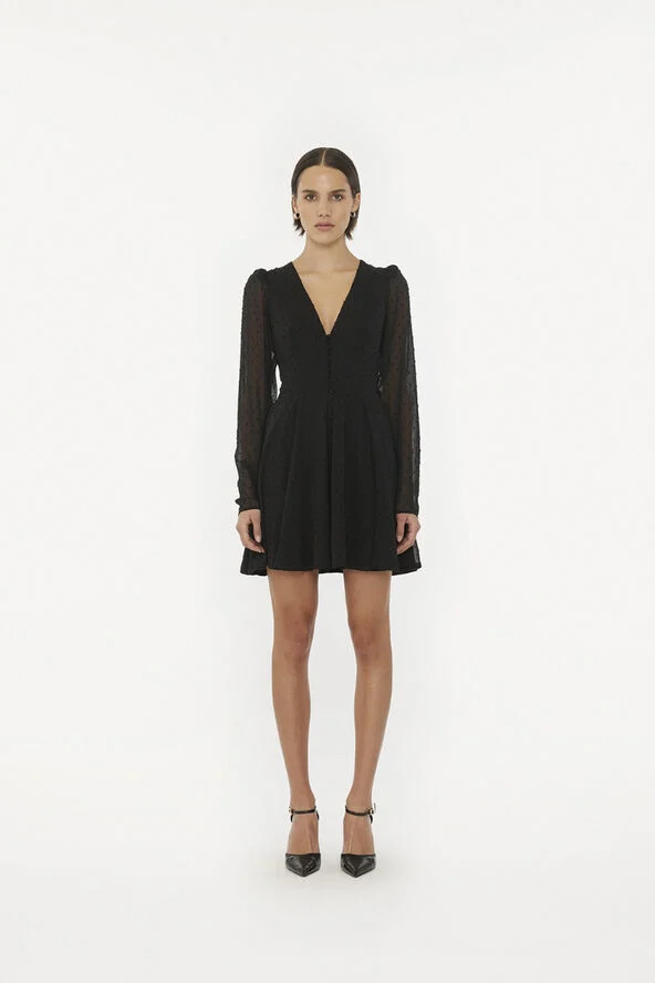 ROTATE Birger Christensen LONG SLEEVE MINI DRESS Black