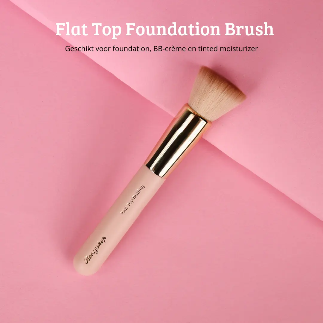Soft Pink & Gold Flat Top Buffing Brush