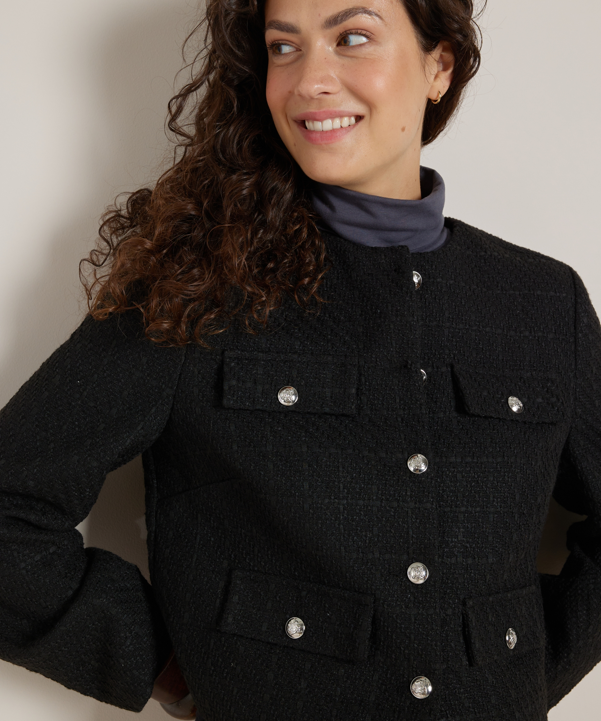 tweed blazer kort met knopen