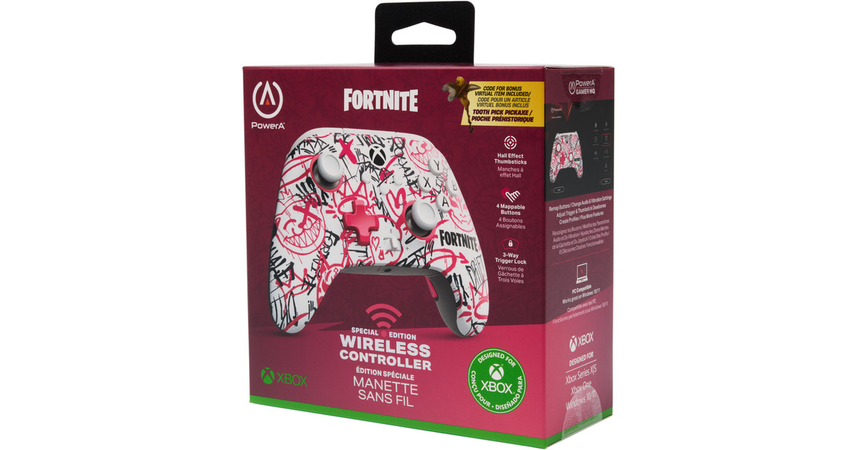 PowerASwitch WS Controller Fortnite  (Wit/rood, Xbox Series X|S, Xbox One, Windows)