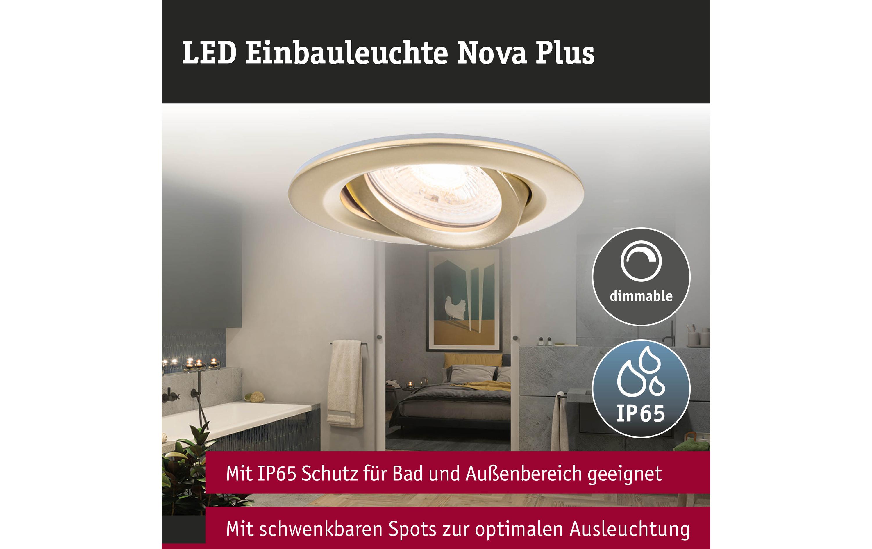 Einbauleuchte Nova Plus 3-Set GoldDimmbare runde Einbauleuchte