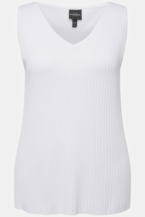 Stricktop, Rippstrick, V-Ausschnitt, ärmellos