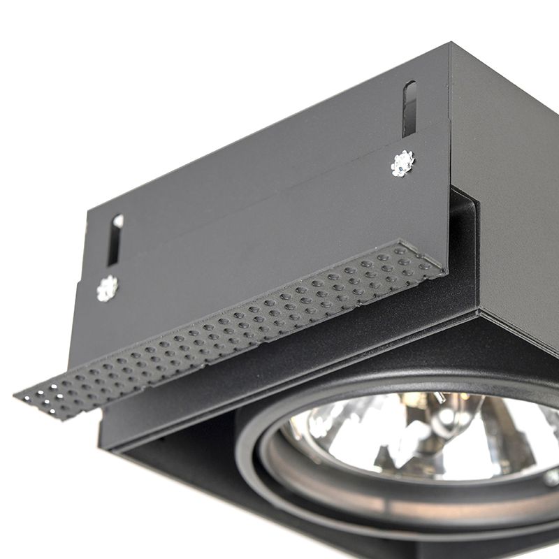 Set van 6 Inbouwspot zwart AR111 draai- en kantelbaar trimless - Oneon