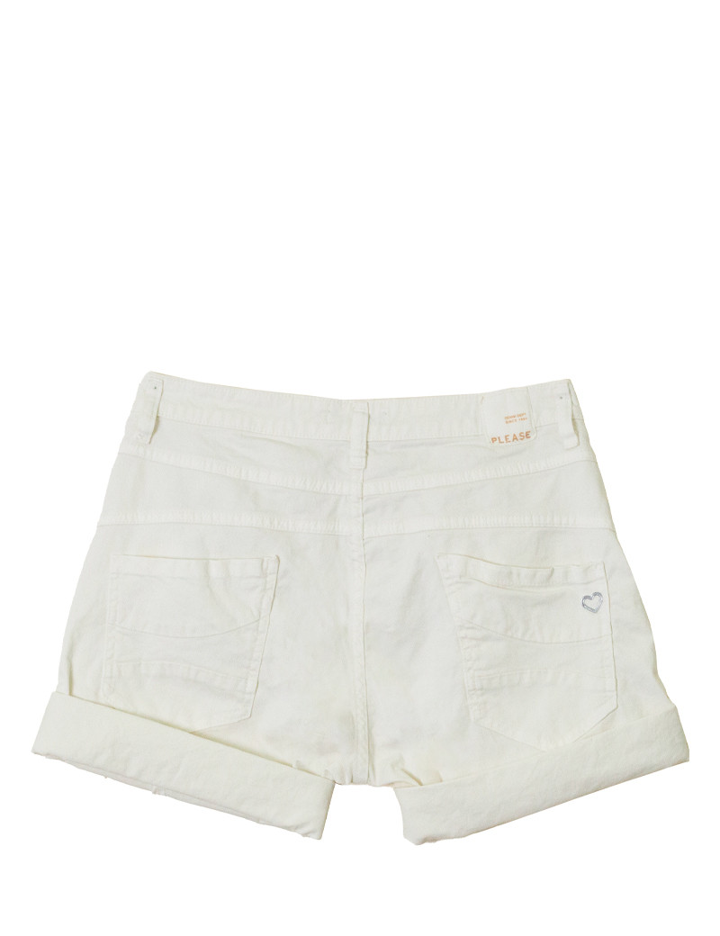 PLEASE SHORT FEMME EN TOILE  BLANC