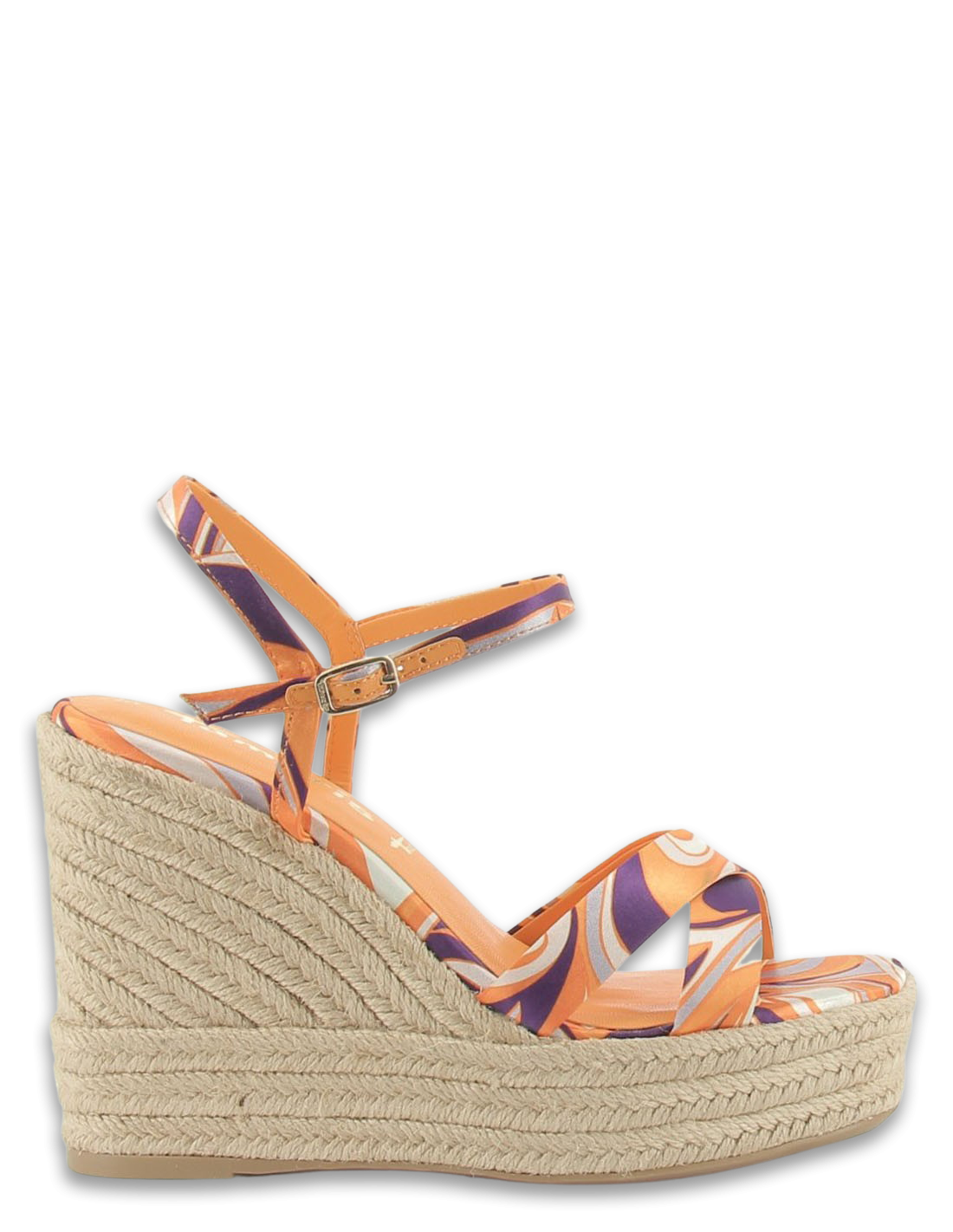 tamaris Sandales compensées femme 28063-30 608 orange à motifs/corde