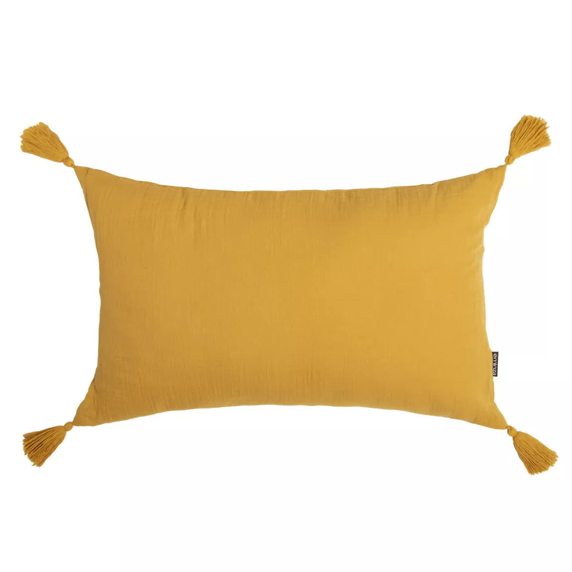 Coussin rectangulaire gaze de coton (40 x 60 cm) Gaïa Jaune safran