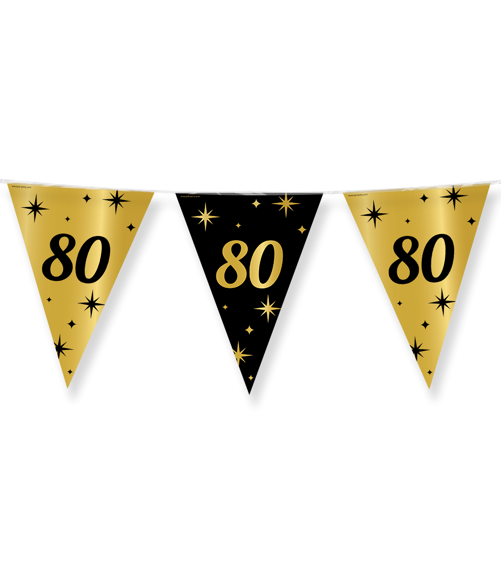 Vlaggenlijn 80 Jaar Goud Zwart 10m