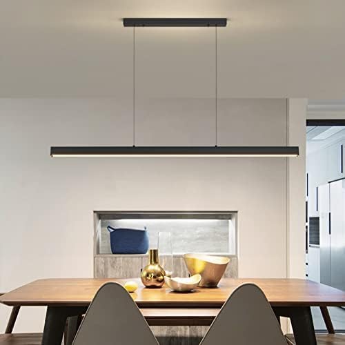 Mikeru LED Hängelampe Lineare Pendelleuchten, 35W 120cm Moderne dimmbar mit Fernbedienung Esstisch Hängeleuchte, Hängende Höhenverstellbare 1-150cm Küchenpendelleuchte, für büro esszimmer Wohnzimmer