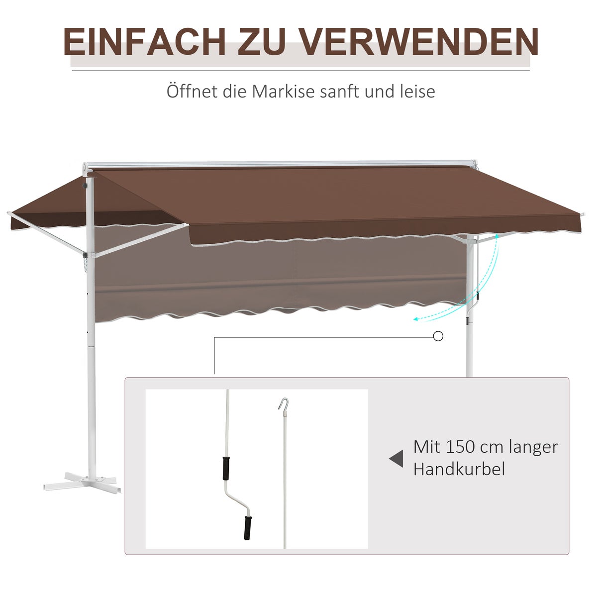 Vrijstaande Outsunny-zonwering, 395 cm x 298 cm x 255 cm, metaal + polyester, koffie