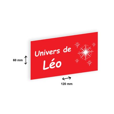 Plaque personnalisée avec votre texte - 120 x 60 mm - rouge - adhésivée prête à poser