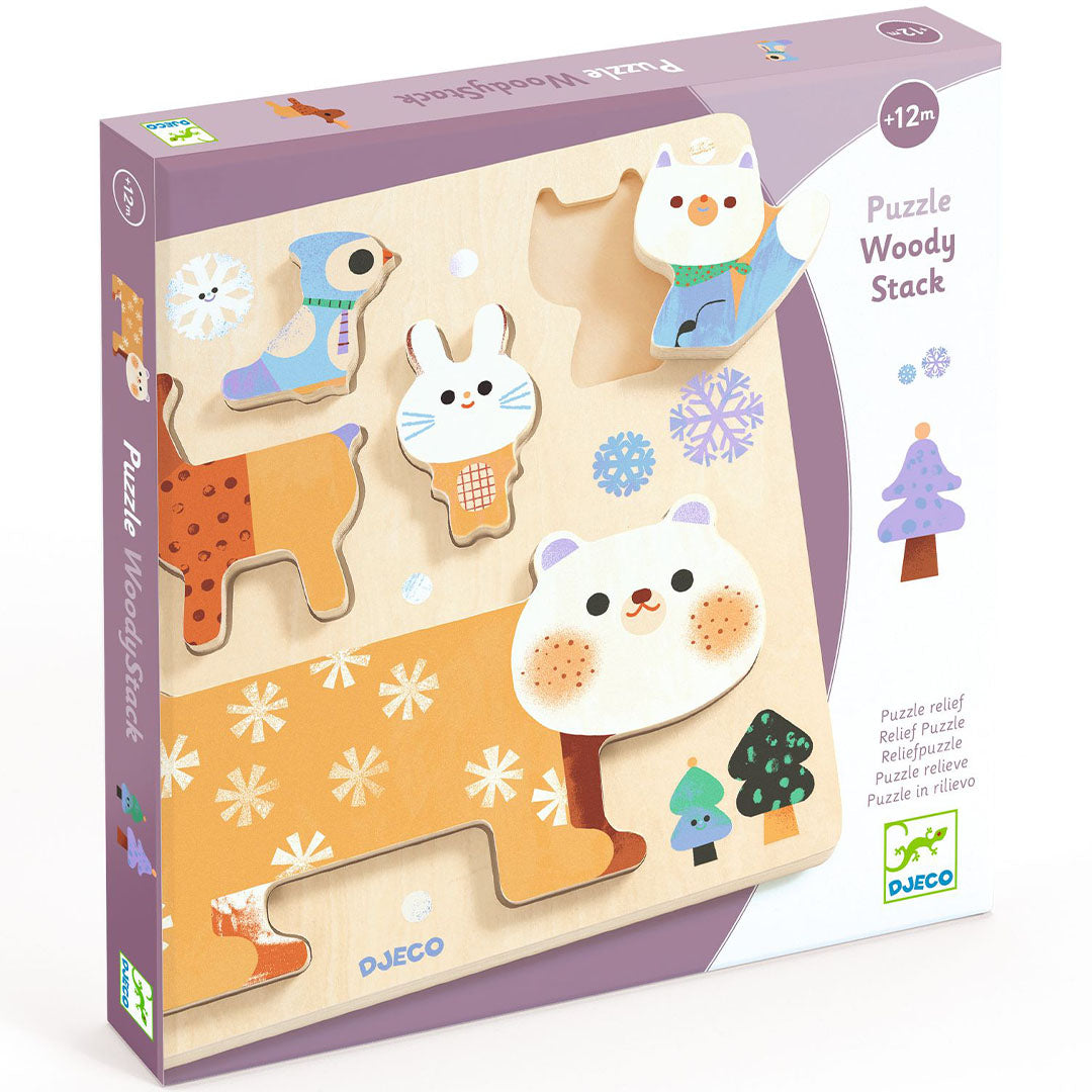 Djeco houten puzzel woody stack - 5st