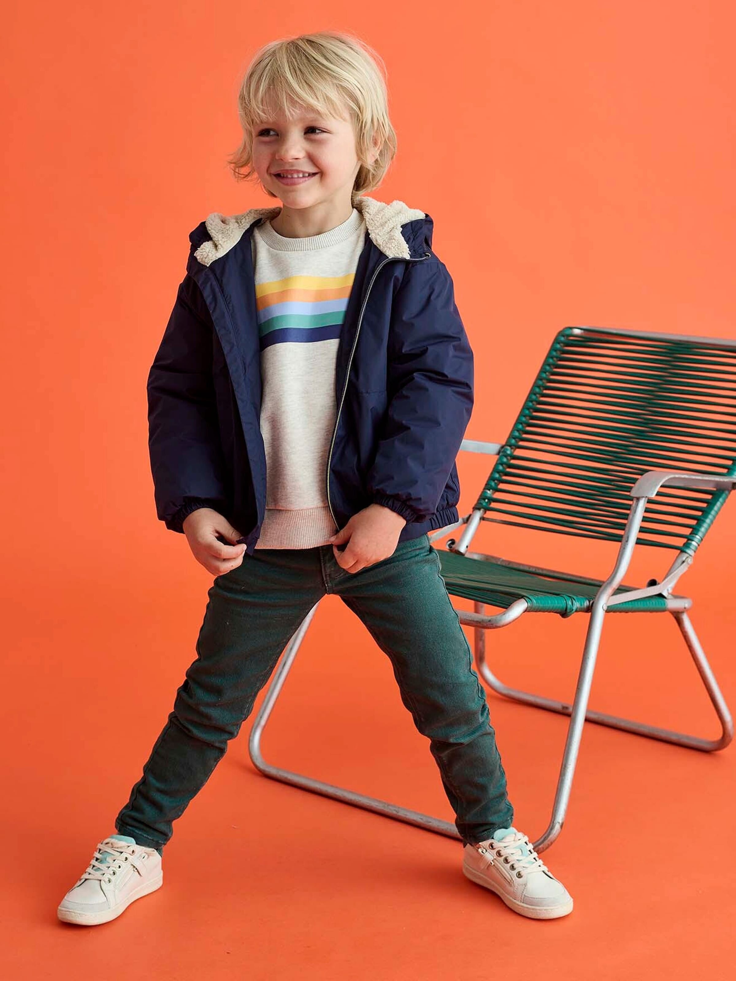 Vertbaudet Jungen Anorak mit Teddyfleece-Futter marine