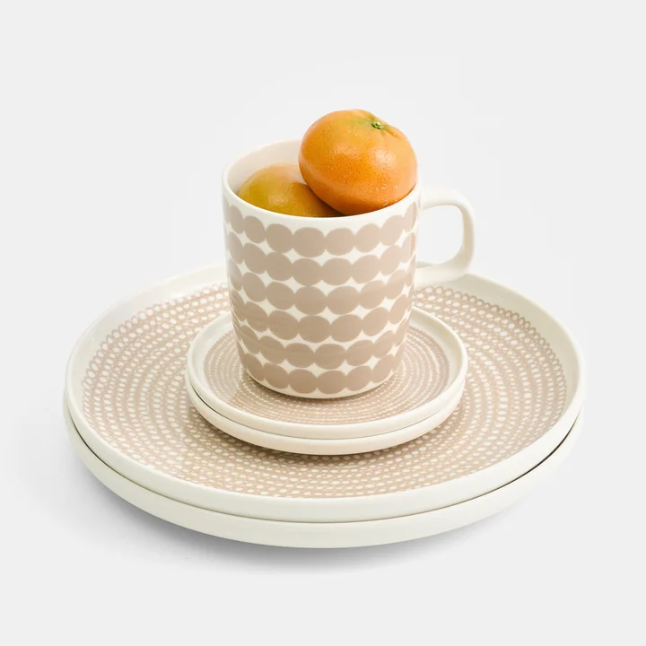 Marimekko - Oiva Siirtolapuutarha Teller, Ø 25 cm, weiss / beige