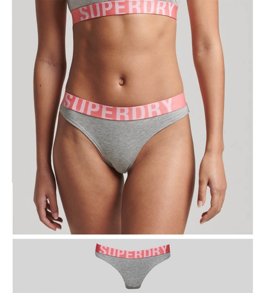Superdry Braguita tipo bikini de algodn orgnico con logotipo grande gris