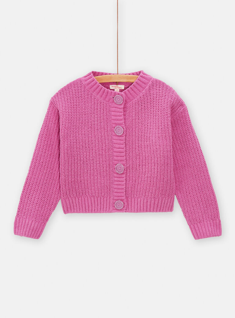 Cardigan en maille rose fuchsia pour fille