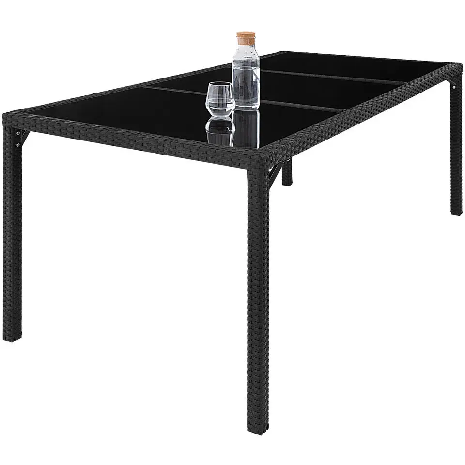 tectake - tuinset 8 stoelen en tafel - wicker - zwart / grijs