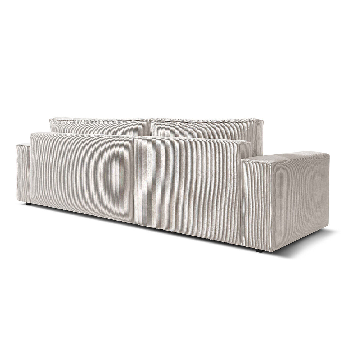 Bobochic Canapé d'angle convertible reversible Nihad en velours côtelé beige - 282x153 cm