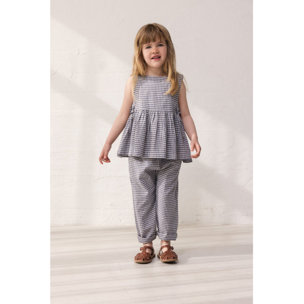 Køb MarMar Cotton Linen Marine Check Tarame Top
