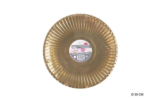 3 PLATEAUX PRESENTATION DORE D.30CM