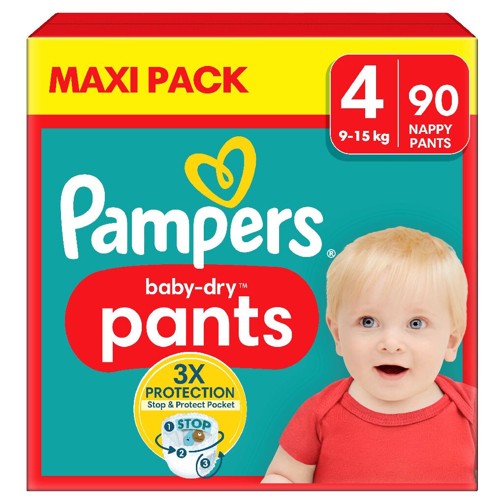 Pampers Baby Dry Bleier Str 4 9-15 kg 90-Pack