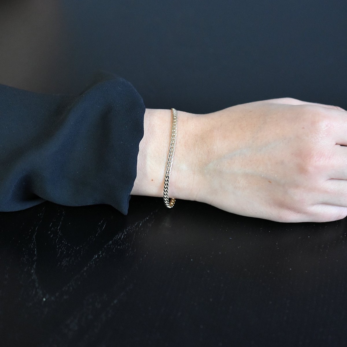 Bracelet fin maille anglaise Plaqué OR 750 3 microns