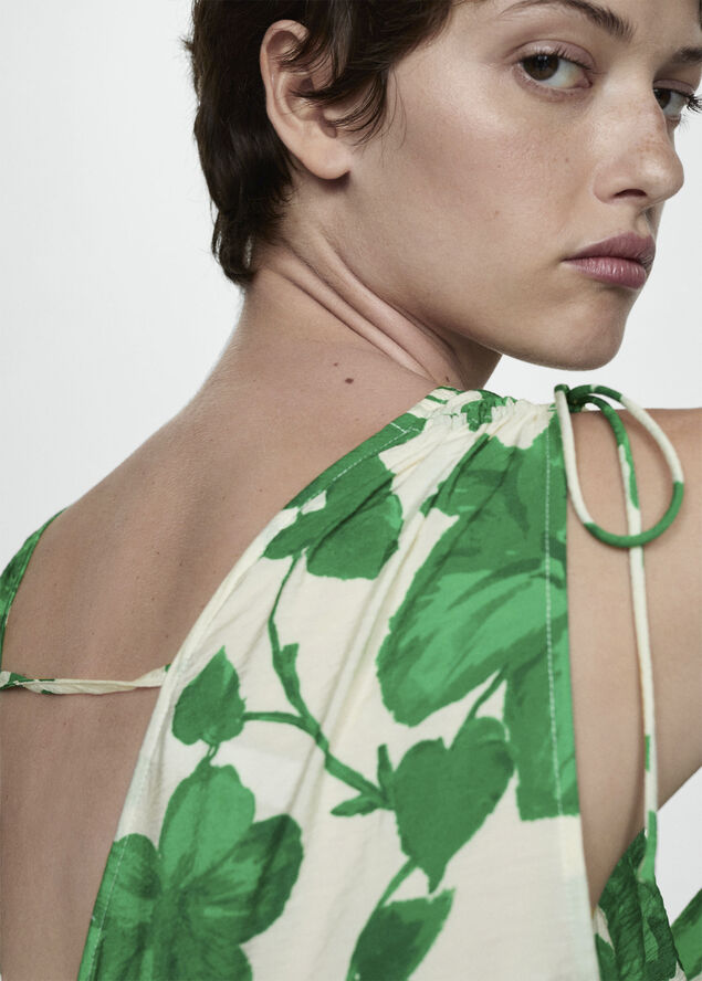MANGO Printed long dress Green