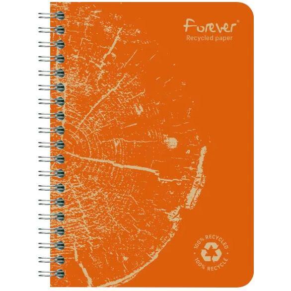 Carnet reliure intégrale FOREVER PREMIUM 100% recyclé A6 120 pages détachables micro-perforées petits carreaux papier blanc 90 g - Assortis
