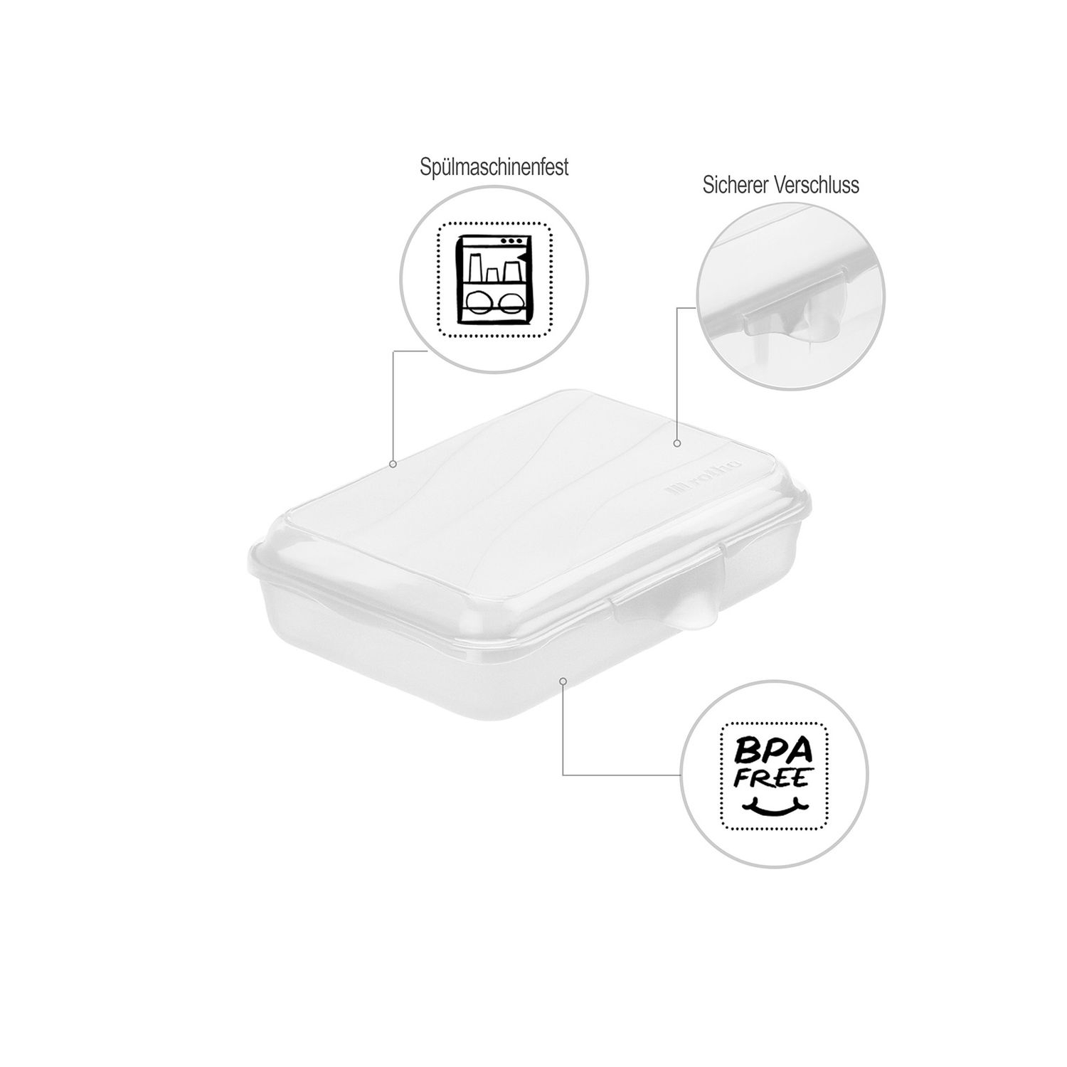 (0.45l) FUN Lunchbox Brotdose Snack Znüni Box mit Klippverschluss (1710800096) - Transparent