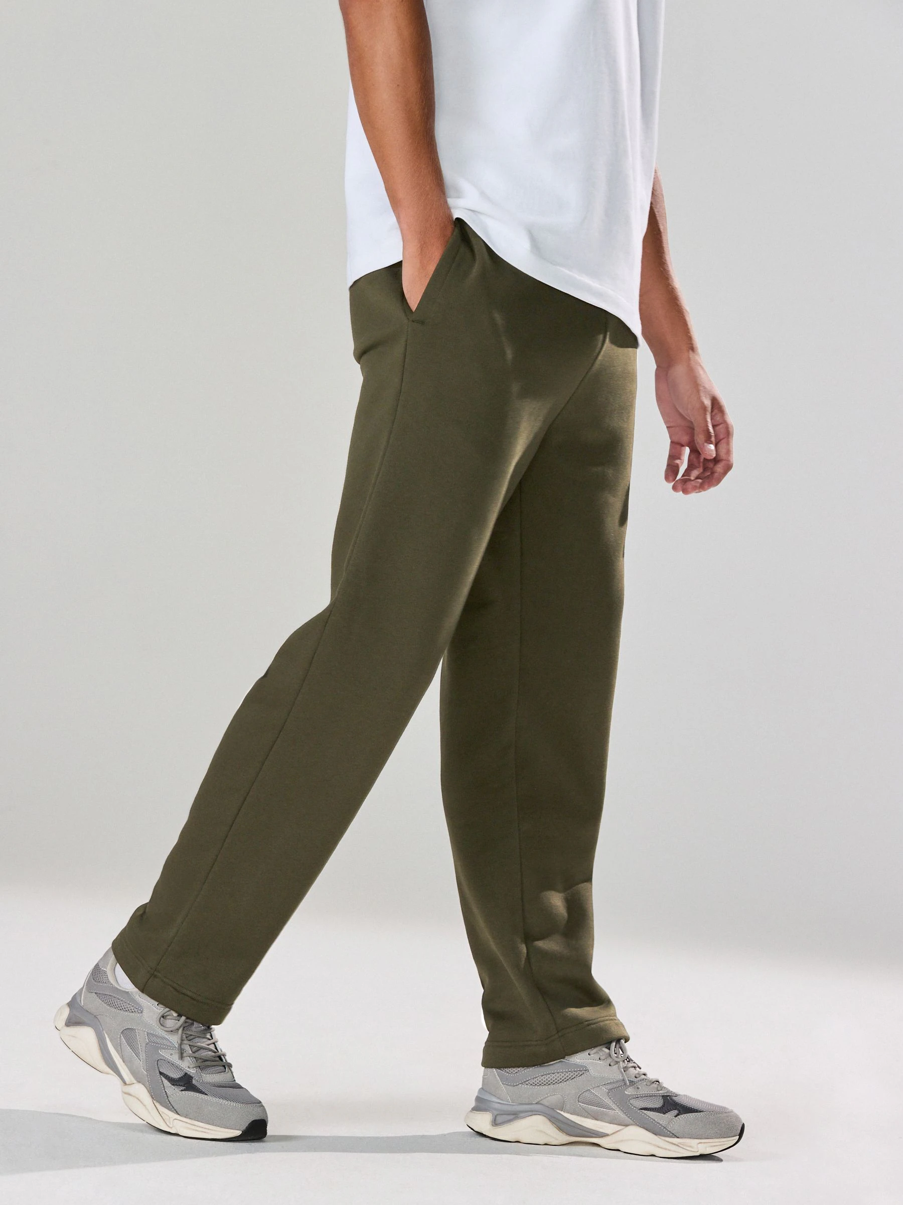 Kakigroen - Straight fit - Katoenrijke Jersey Joggingbroeken