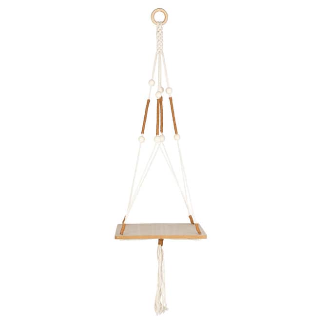Makrameeregal mit 1 Boden - aus Textil und Holz - ca. 20 x 20 x 90 cm