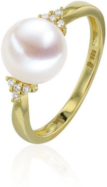 Luna-Pearls - 005.1057-54 - Ring - 750/-Roze goud met Tahiti gekweekte parel en Diamanten - Maat 54