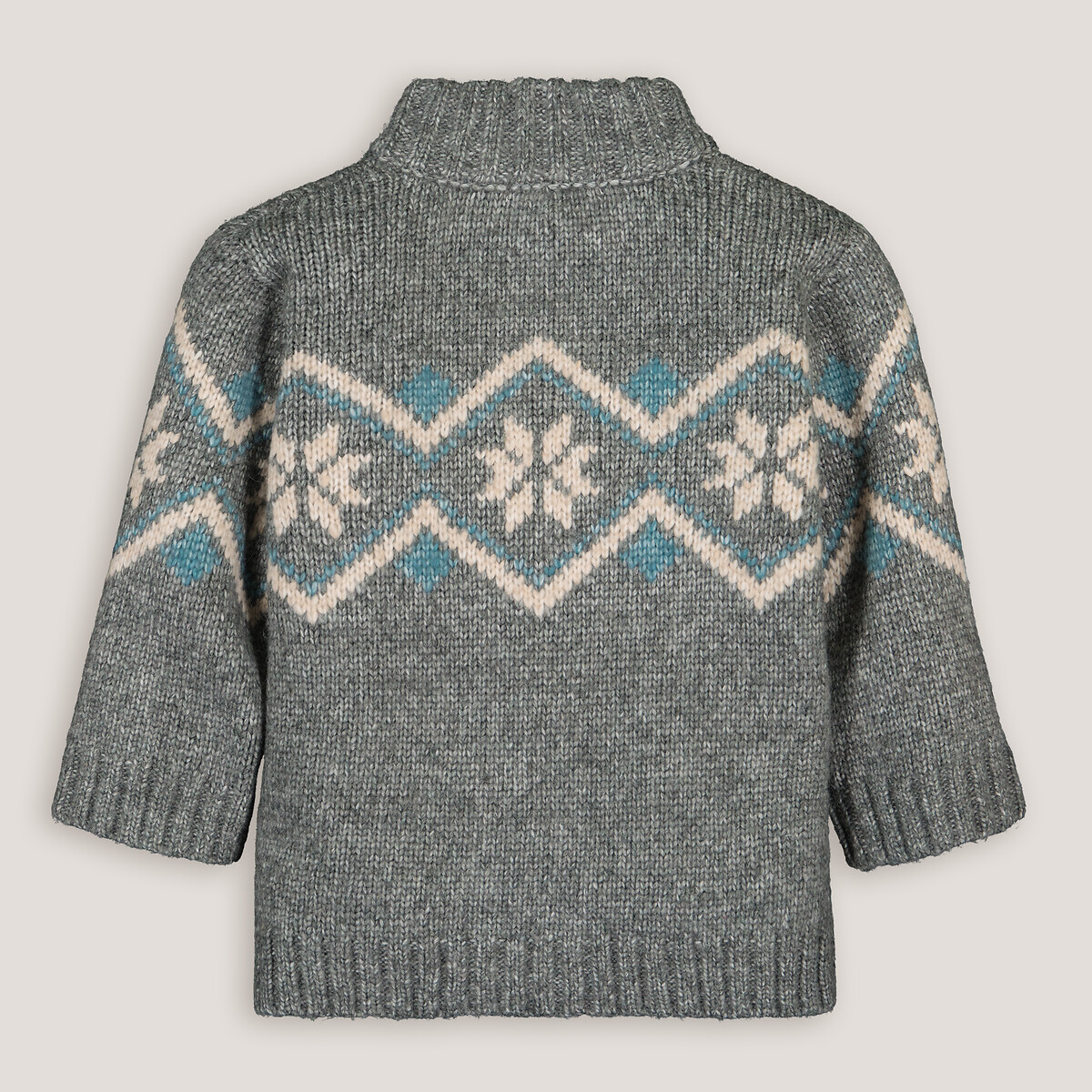 LA REDOUTE COLLECTIONS<br>Cardigã com zíper e gola alta, estampa jacquard