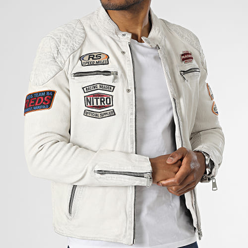Veste Cuir Nitro Barcelona Blanc Cassé