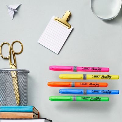 BIC Marking Highlighter Grip - Pack de 5 surligneurs - couleurs assorties