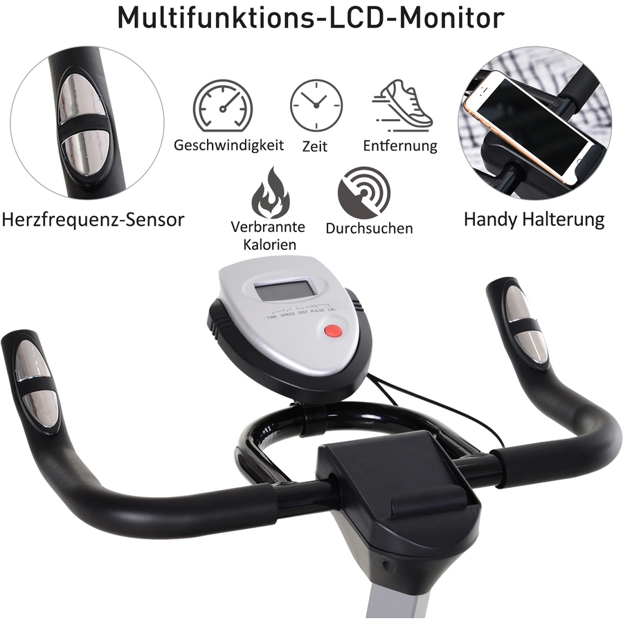 HOMCOM Fahrradtrainer mit stufenlosem Magnetwiderstand schwarz