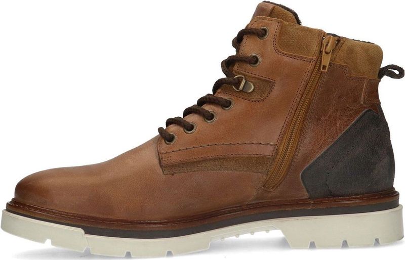 Manfield - Heren - Bruine leren veterboots