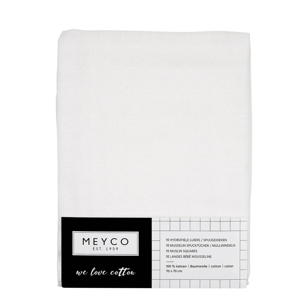 Je kan er nooit genoeg hebben!hydrofiele doek 70x70 cm wit - set van 10