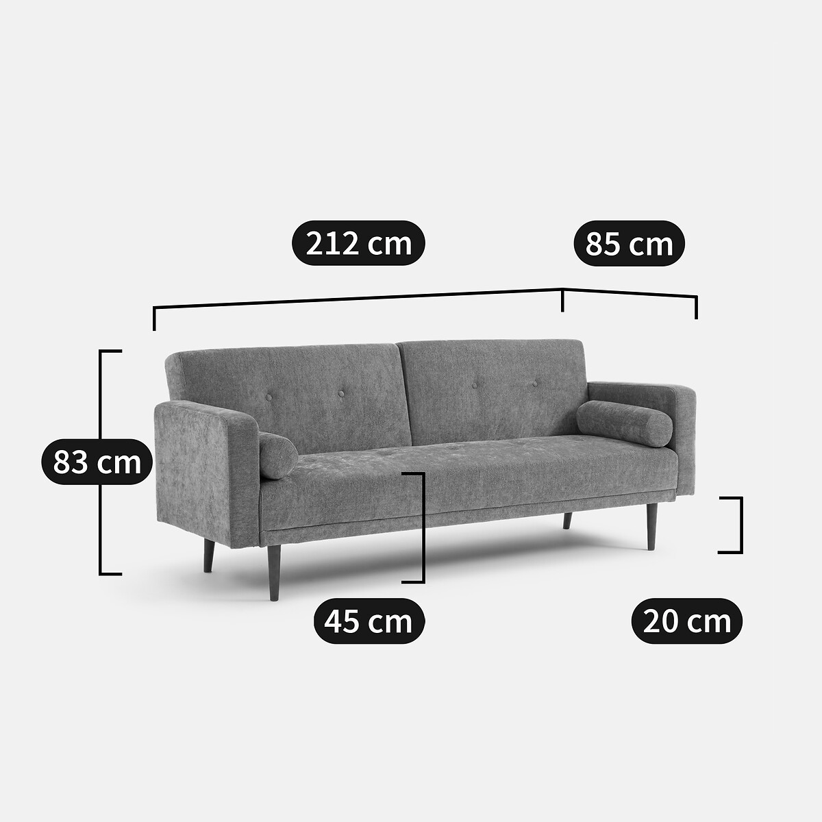 LA REDOUTE INTERIEURS<br>Sofá cama de 3 lugares, chenille, Tuske