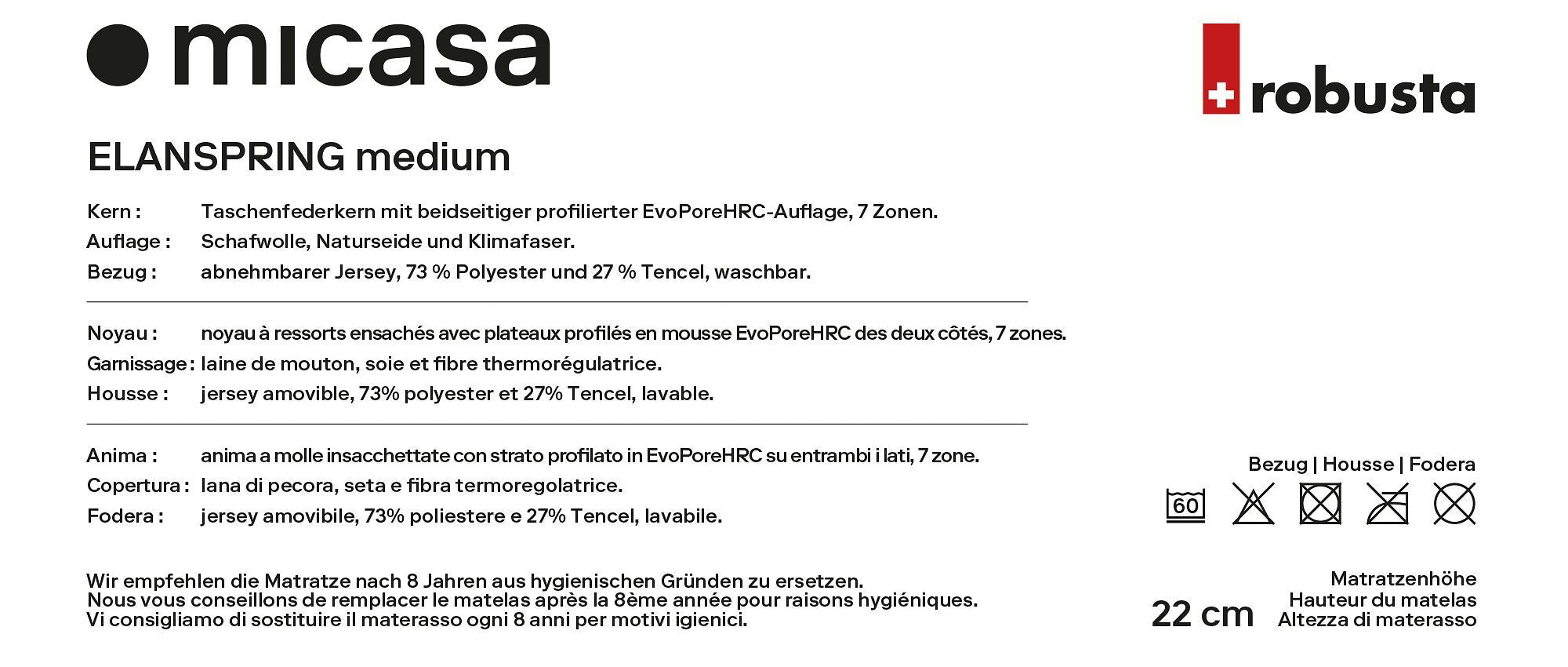 robusta ELANSPRING medium Matratze - 190.0 cm x 120.0 cm