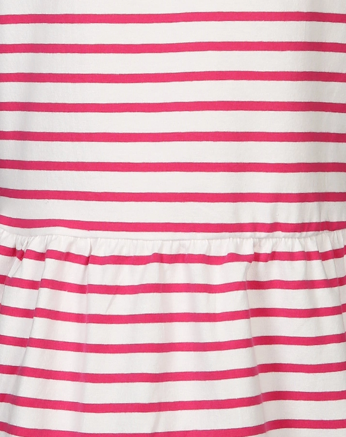 Jersey-Kleid GLITZER-SCHMETTERLING gestreift in weiß/pink